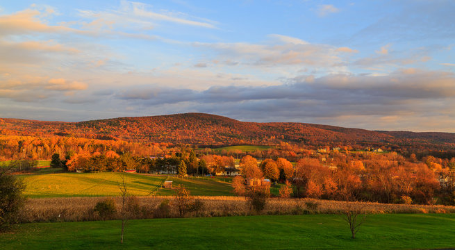 Fall country scene with changing colors near Troy NY, Hudson Val