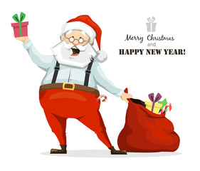 Santa Claus gives gifts for the holiday