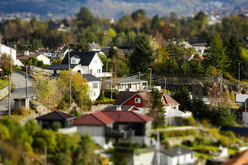Naklejka premium European village in miniature, tilt shift effect