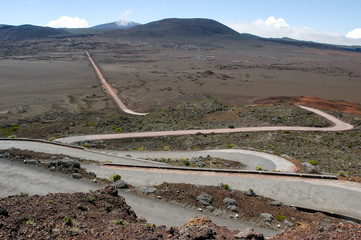 Road to Piton de la Fournaise volcano on La Reunion