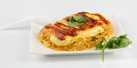 Omurice isolated on white background