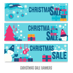 Christmas sale. Vector banner in flat style