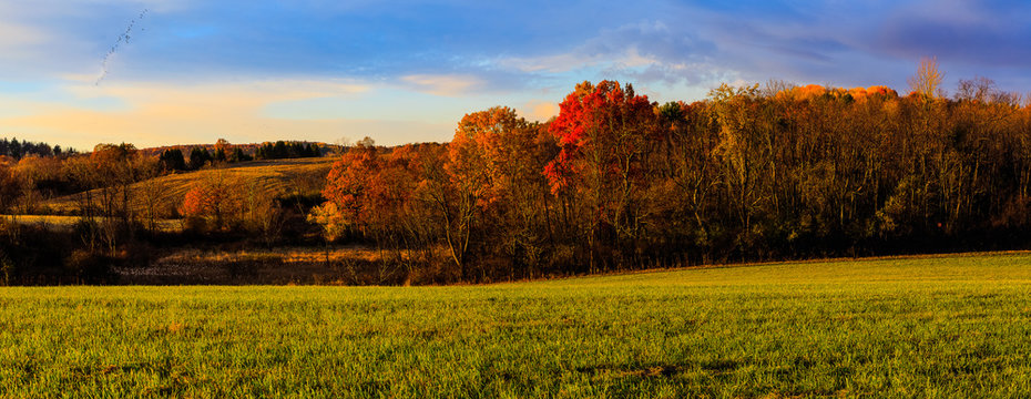 Fall country scene with changing colors near Troy NY, Hudson Val