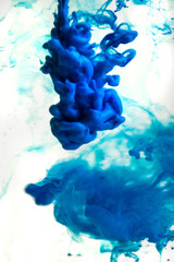 blue paint in water