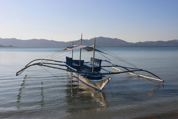 filipino banka boat in Coron islands, Philippines