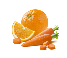 Orange carrot composition isolated on white background