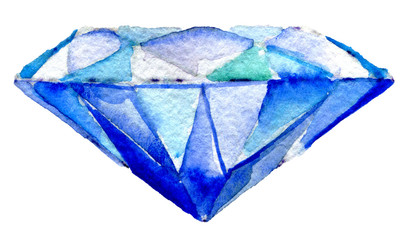 Obraz premium watercolor sketch of shiny diamond on white background