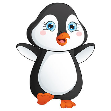 Vector Illustration Of Cartoon Penguin