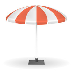 Red striped market umbrella for outdoor event vector illustration