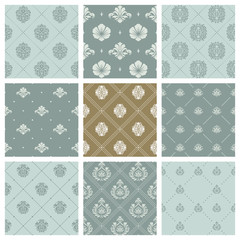 Damask wallpaper or orient victorian background set