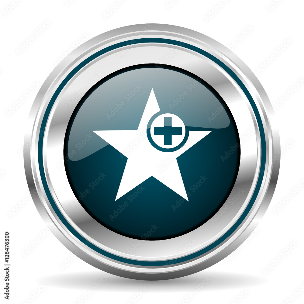 Aufkleber Star vector icon. Chrome border round web button. Silver metallic pushbutton.