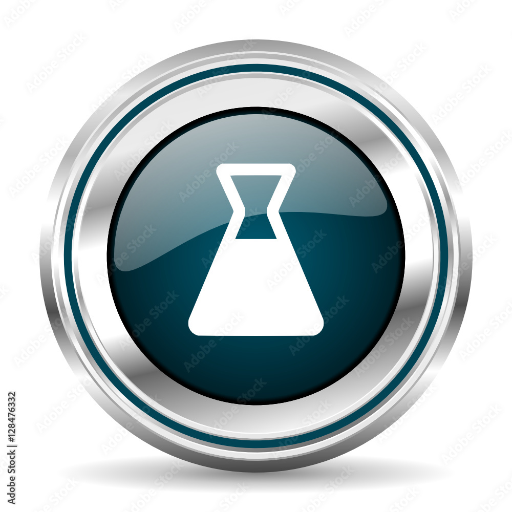 Poster Laboratory vector icon. Chrome border round web button. Silver metallic pushbutton.