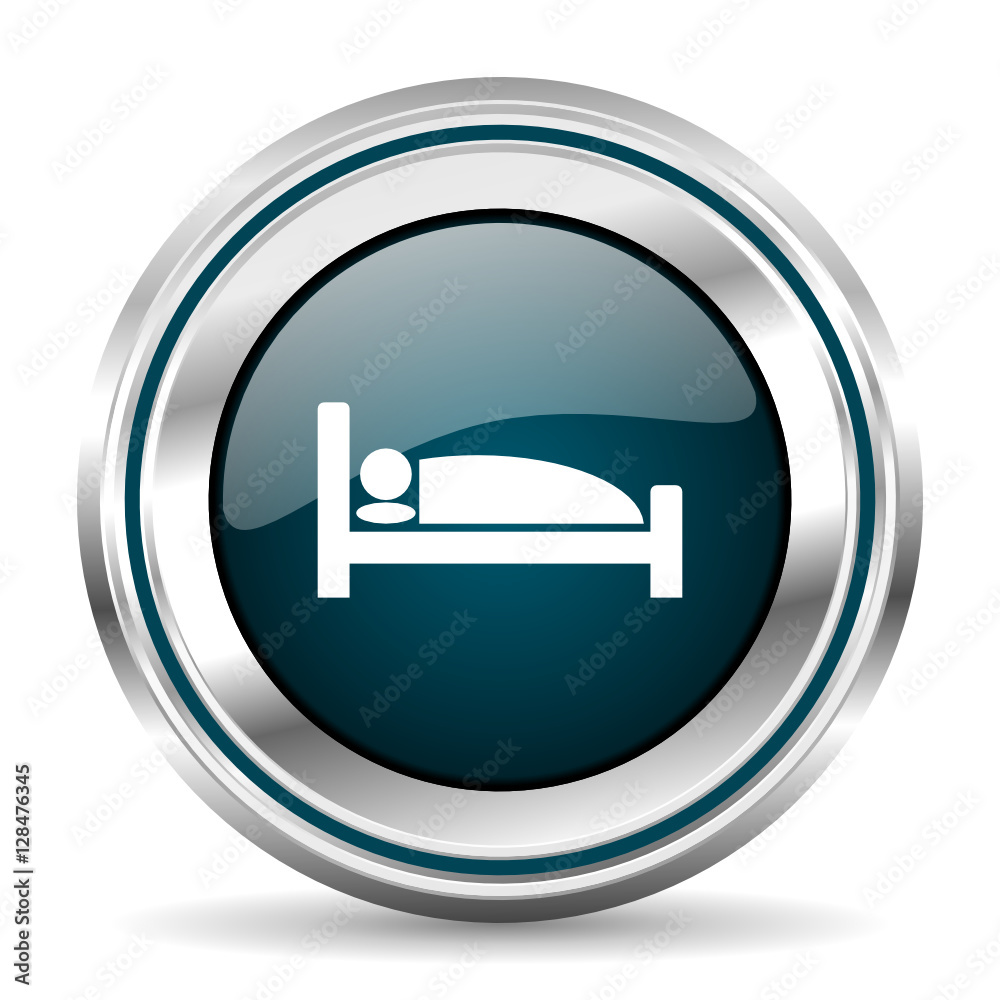 Poster Hotel vector icon. Chrome border round web button. Silver metallic pushbutton.