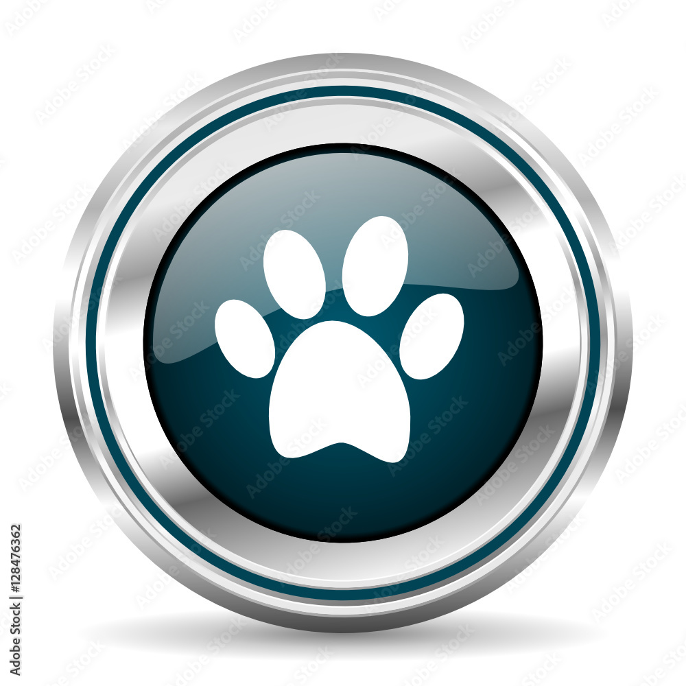 Aufkleber animal footprint vector icon. chrome border round web button. silver metallic pushbutton.
