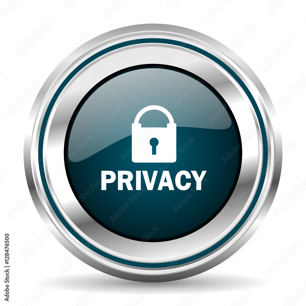 Leinwandbilder privacy vector icon. chrome border round web button. silver metallic pushbutton.