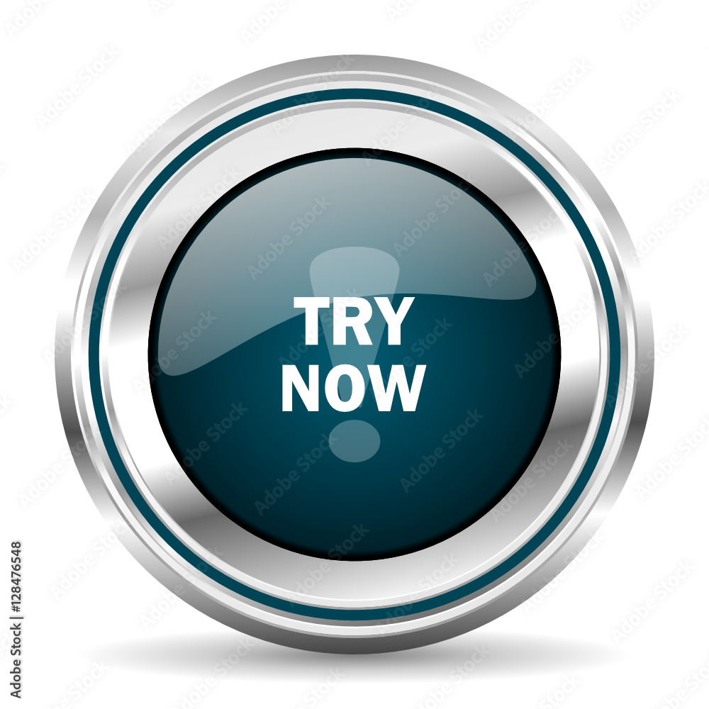 Poster  vector icon. Chrome border round web button. Silver metallic pushbutton.