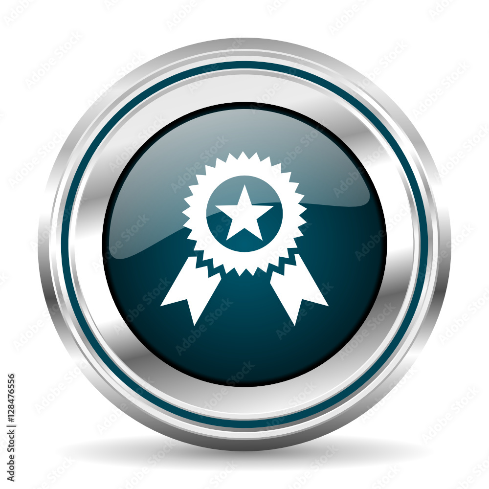 Poster  vector icon. Chrome border round web button. Silver metallic pushbutton.