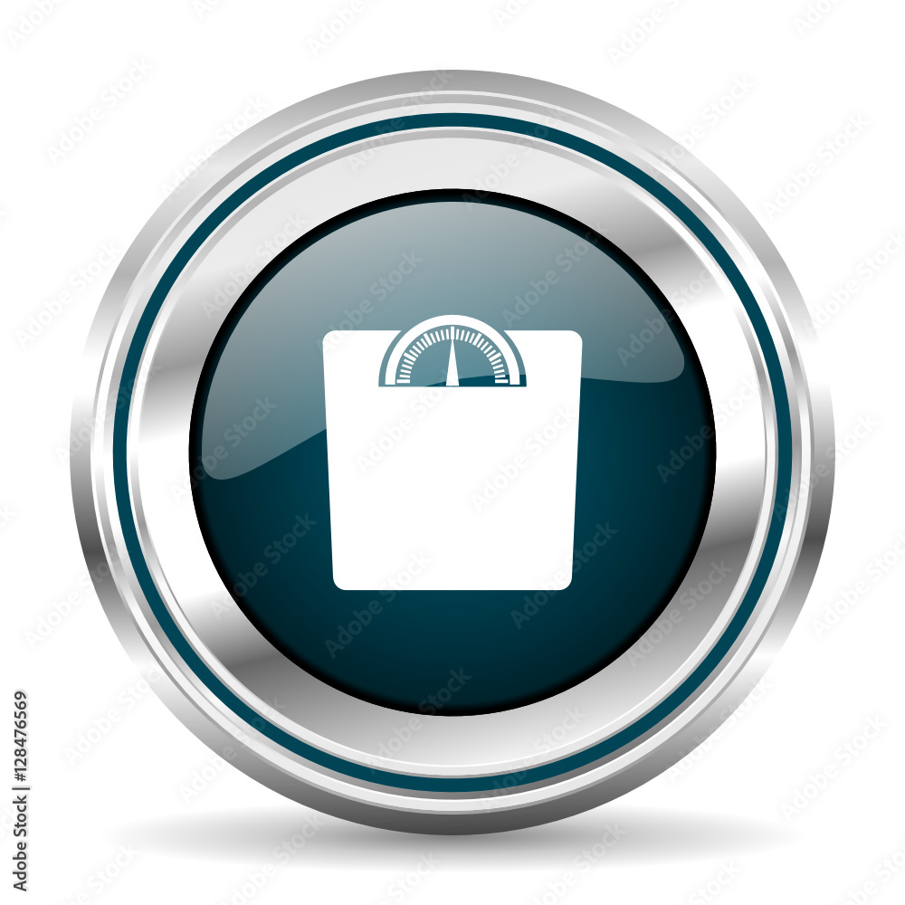 Poster  vector icon. Chrome border round web button. Silver metallic pushbutton.