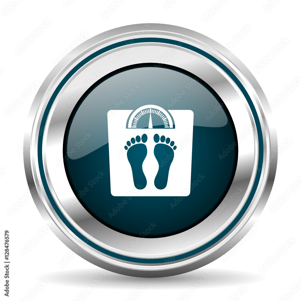 Poster  vector icon. Chrome border round web button. Silver metallic pushbutton.