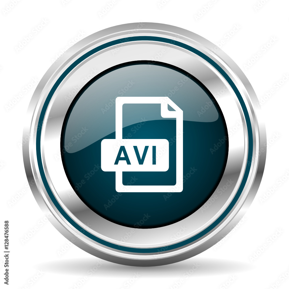 Poster  vector icon. Chrome border round web button. Silver metallic pushbutton.