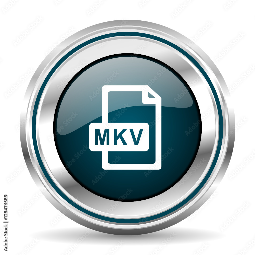 Poster  vector icon. Chrome border round web button. Silver metallic pushbutton.