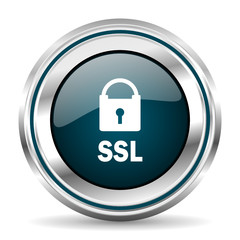  vector icon. Chrome border round web button. Silver metallic pushbutton.