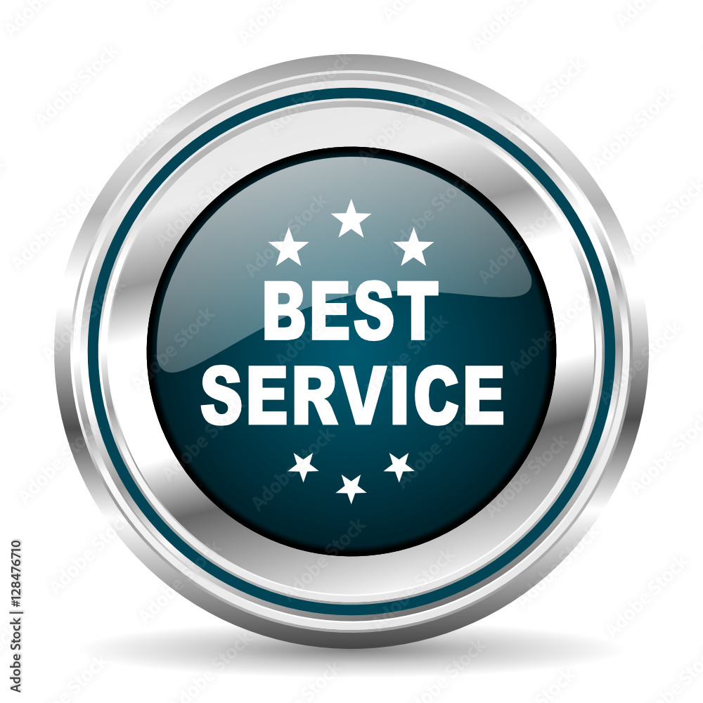 Fototapete best service vector icon. chrome border round web button. silver metallic pushbutton.