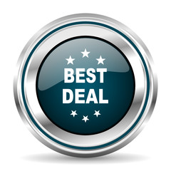 Best dea vector icon. Chrome border round web button. Silver metallic pushbutton.