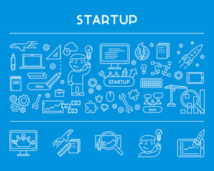 Vector line web concept for startup