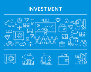 Fototapeta na wymiar Line web concept horizontal banner for investment
