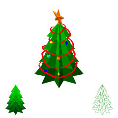 Christmas spruce tree.Isolated on white background.Vector colorf