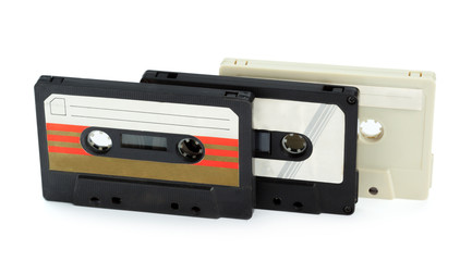 vintage cassette tape isolated white background