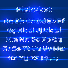  Shiny letters and symbols Vector. Realistic neon alphabet