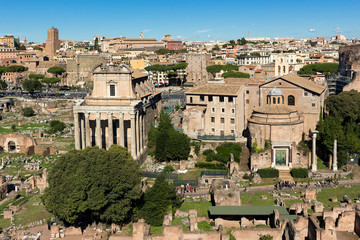 Roman forum ancient ruins in rome, Italy