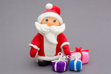 Santa Claus made of clay handmade