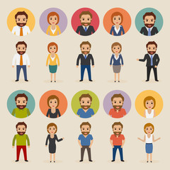 set of business people character at office work.