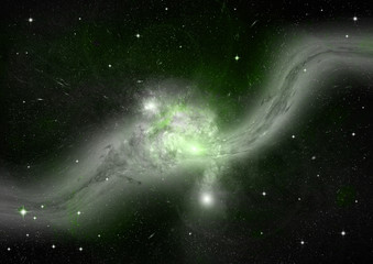 Stars, dust and gas nebula in a far galaxy