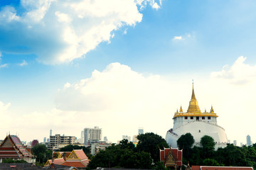 The temple on a hilltop in the morning sun.