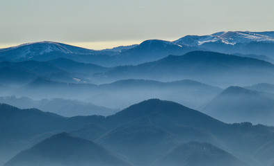 View of mountains in calm