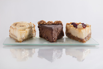 Banana chocolate and cranberry cheesecake