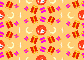 Christmas pattern, Christmas toys, gifts, vector
