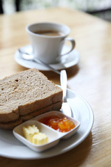 Slice bread with orange jam
