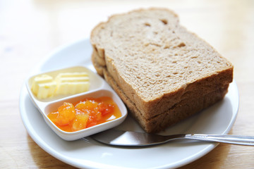 Slice bread with orange jam