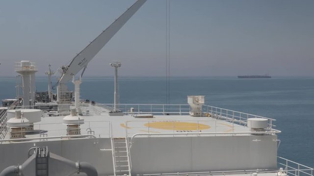 Deck of LPG tanker ship discharges at sea