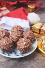 Chocolate ball with christmas decoration