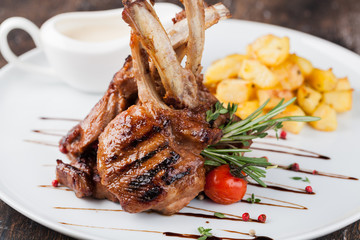 lamb chop meal with potato