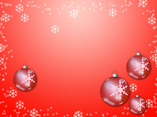 A Red Christmas background with many christmas balls