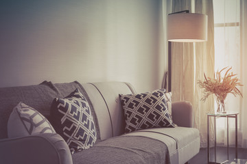 modern lamp with set of sofa in modern living room