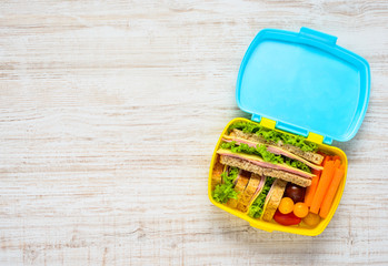 Lunch Box with Food and Copy Space