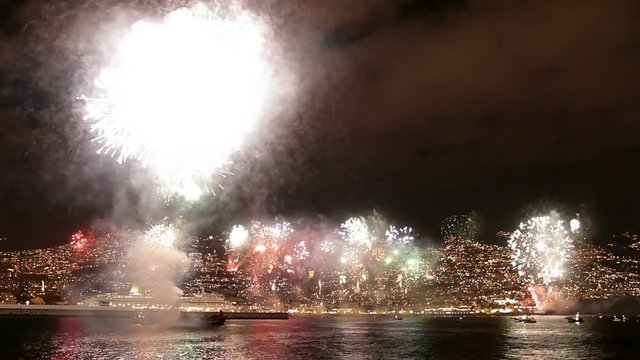 The world's largest fireworks show in Funchal Madeira Island.New Year's Eve celebration 2011 / 2012